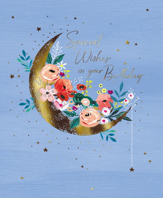 Floral Moon Special Wishes On Your Birthday Greeting Card | Cards